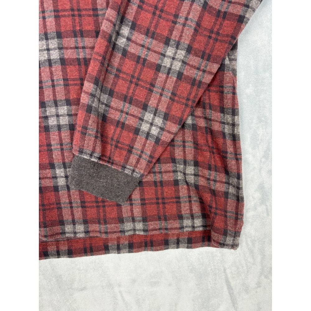 Lands End Mens Red Plaid Long Sleeve Polo Shirt Size 42-44 Regular - Picture 4 of 10